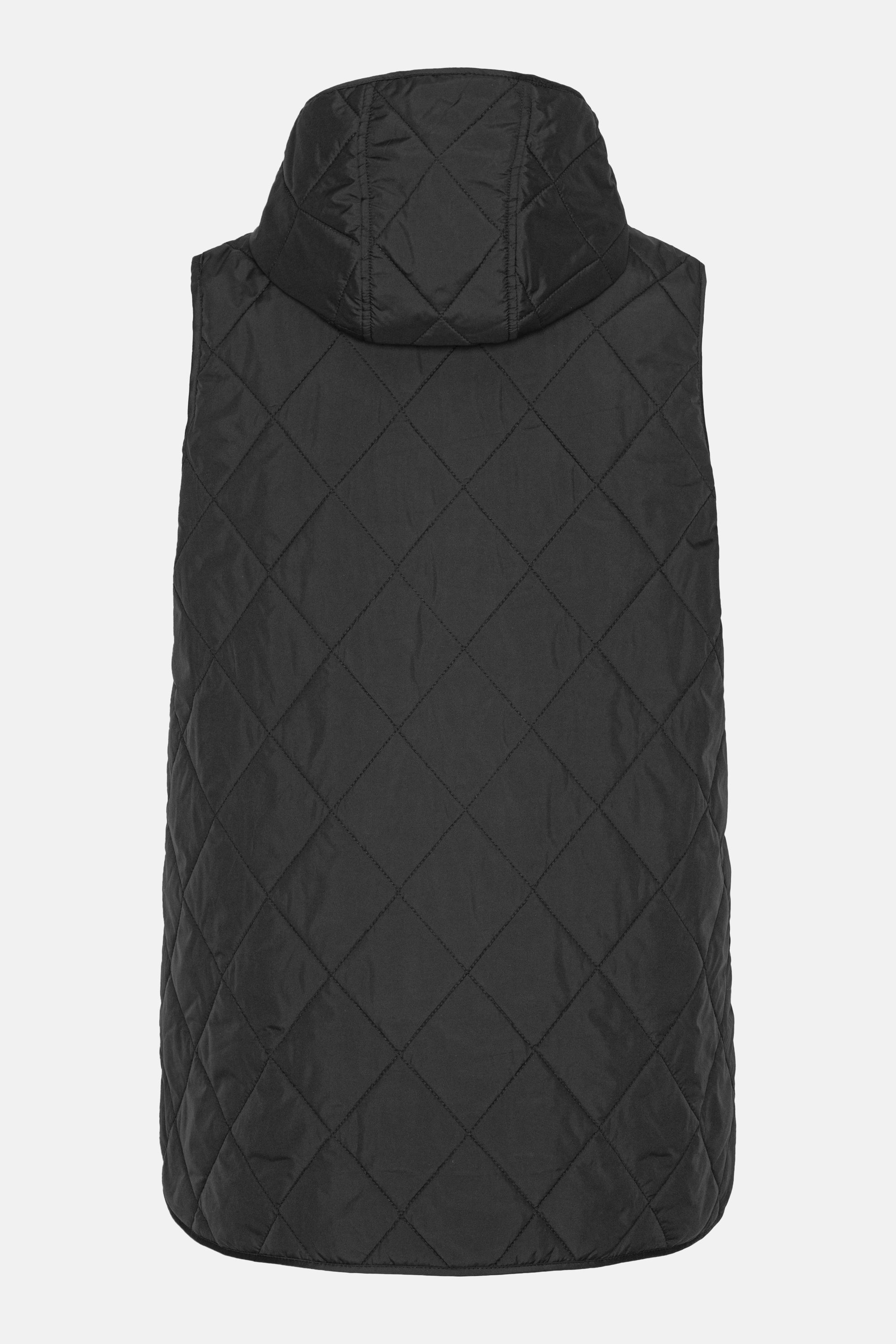 Quilted Long Vest - Black
